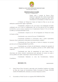 Resolução que aprova o parecer prévio