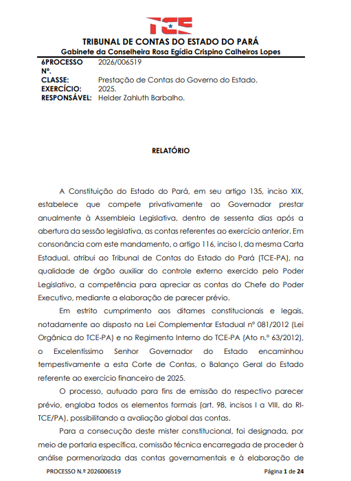 Relat&oacute;rio da Relatora